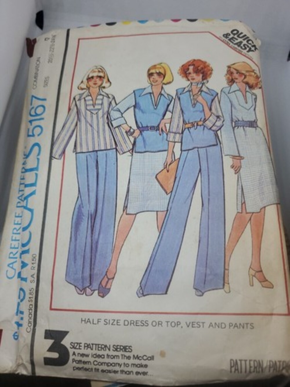 VTG 76 McCALLS 5167 Womens Dress Top Vest & Pants PATTERN 20.5 Half Size
